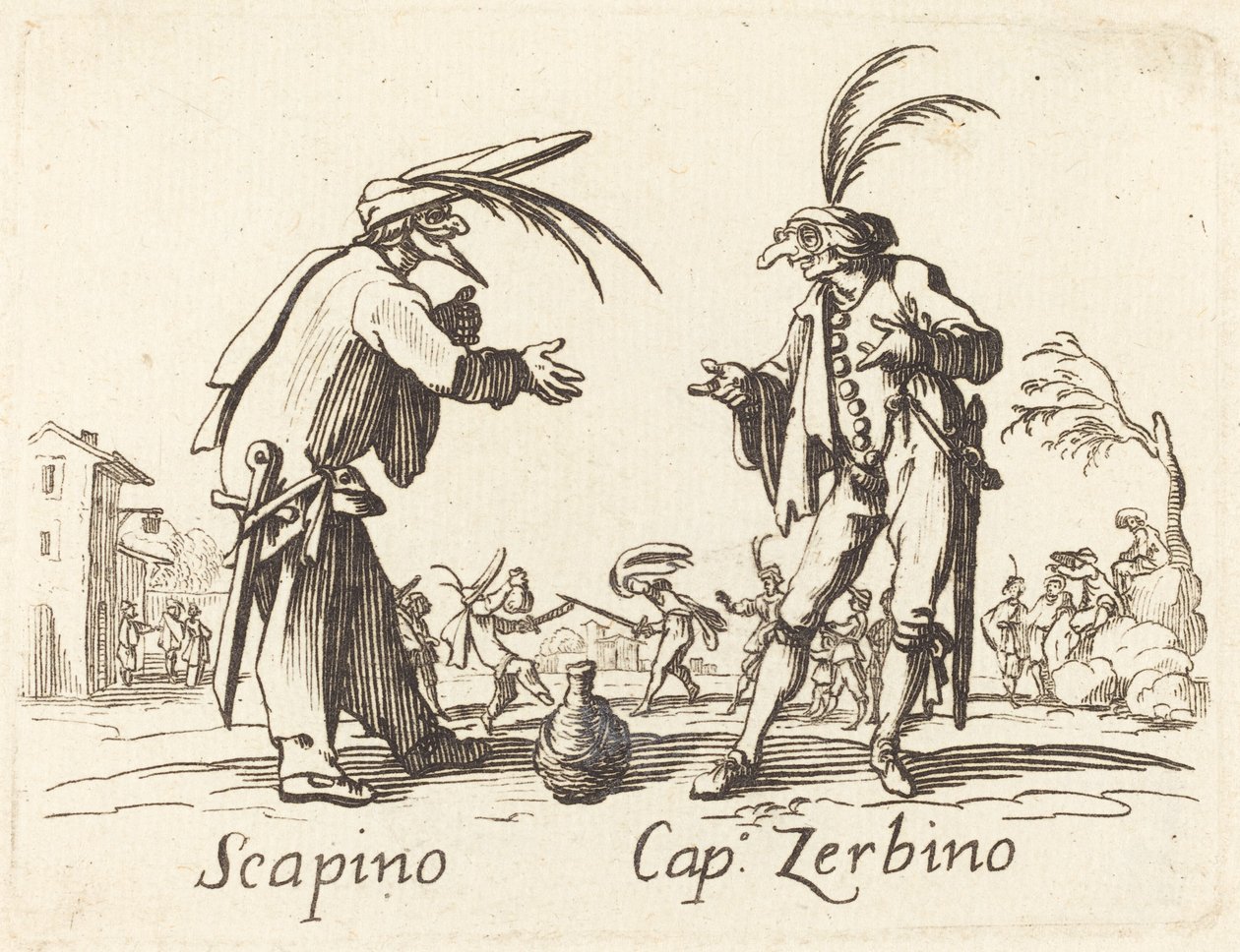 Scapino und Kapitän Zerbino von After Jacques Callot