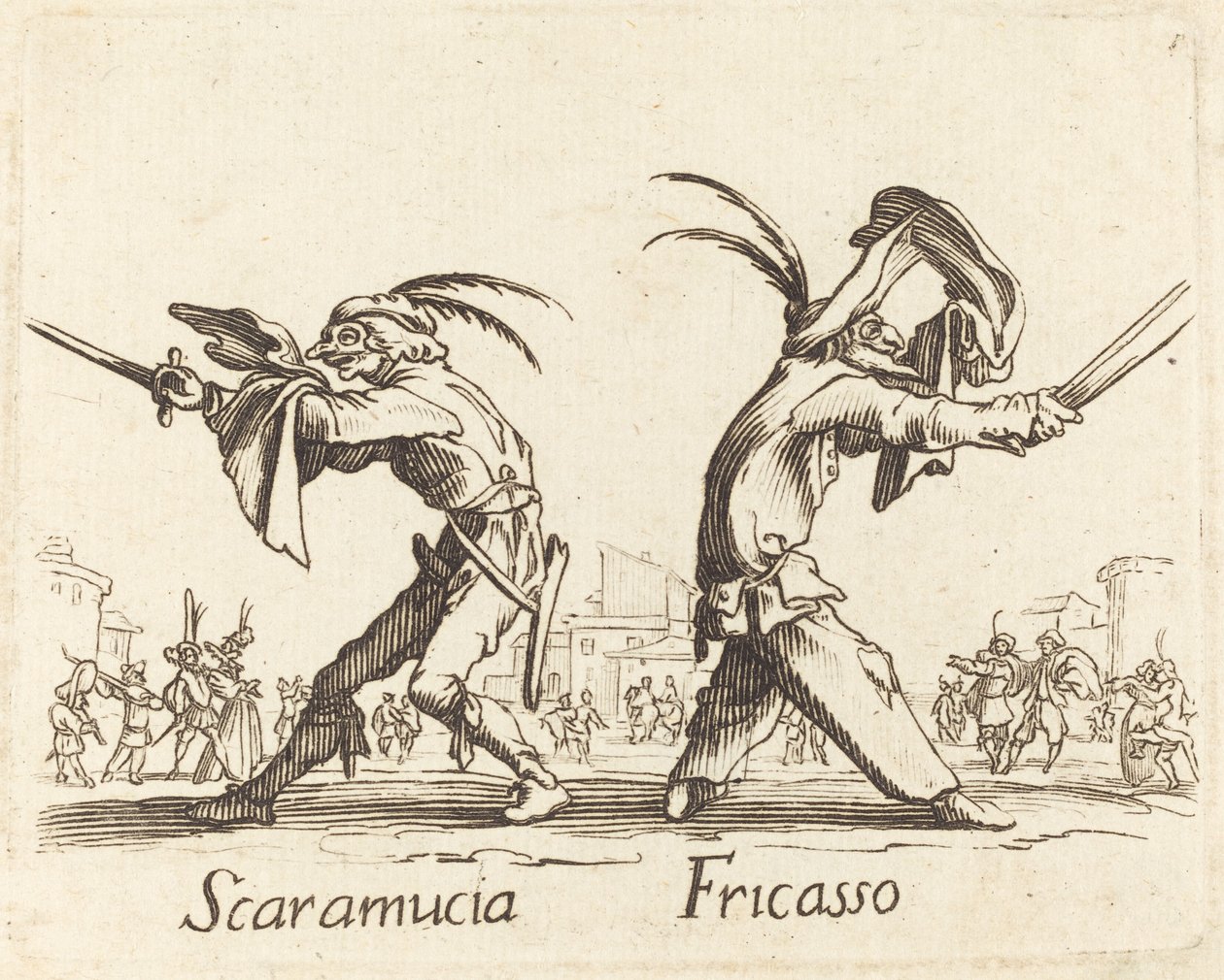 Scaramucia und Fricasso von After Jacques Callot
