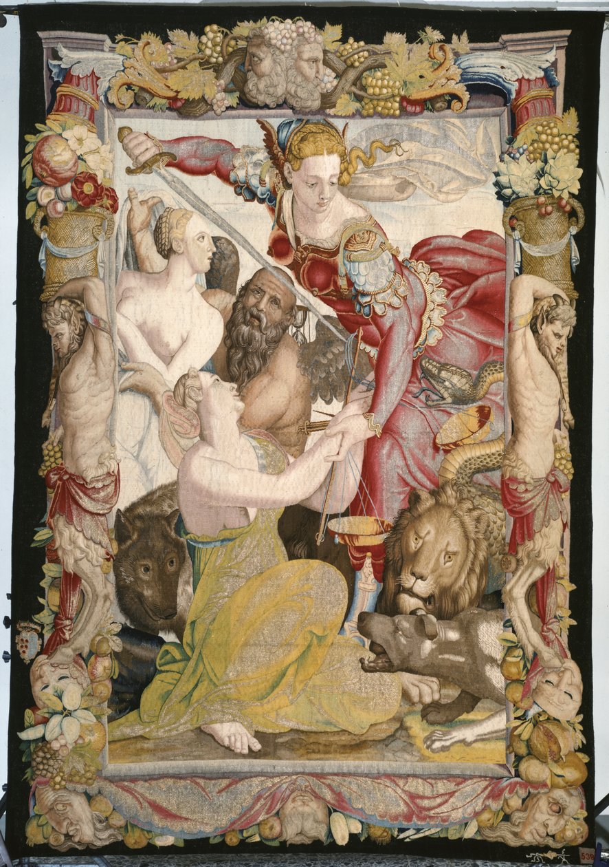 Gerechtigkeit liefert Unschuld von Agnolo (after) Bronzino