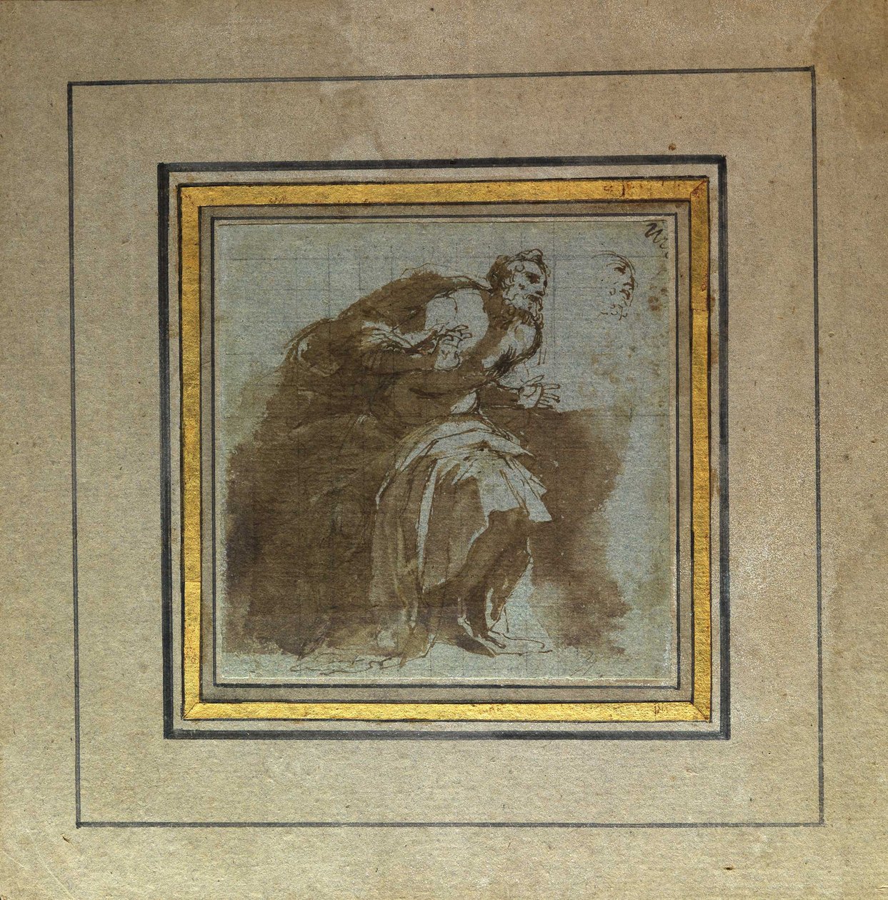 Erstaunte senile Figur von Agostino Carracci