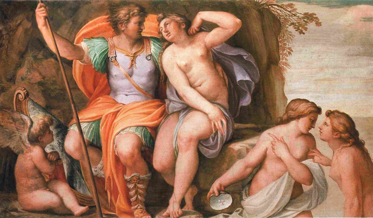 Venus und Mars, Fresko von Agostino Carracci im Palazzo del Giardino (Parma) von Agostino Carracci