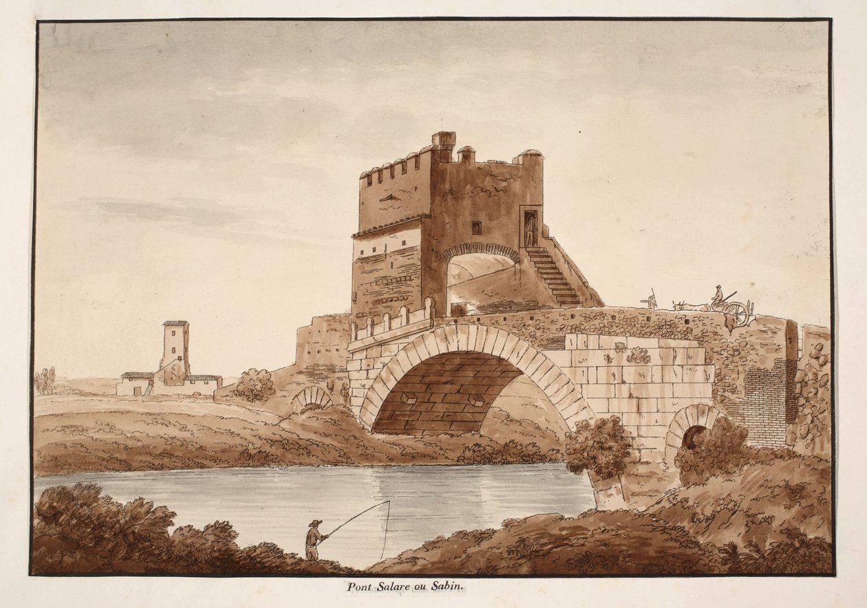Ponte Salario, oder Sabine, 1833 (Radierung mit brauner Waschung) von Agostino Tofanelli