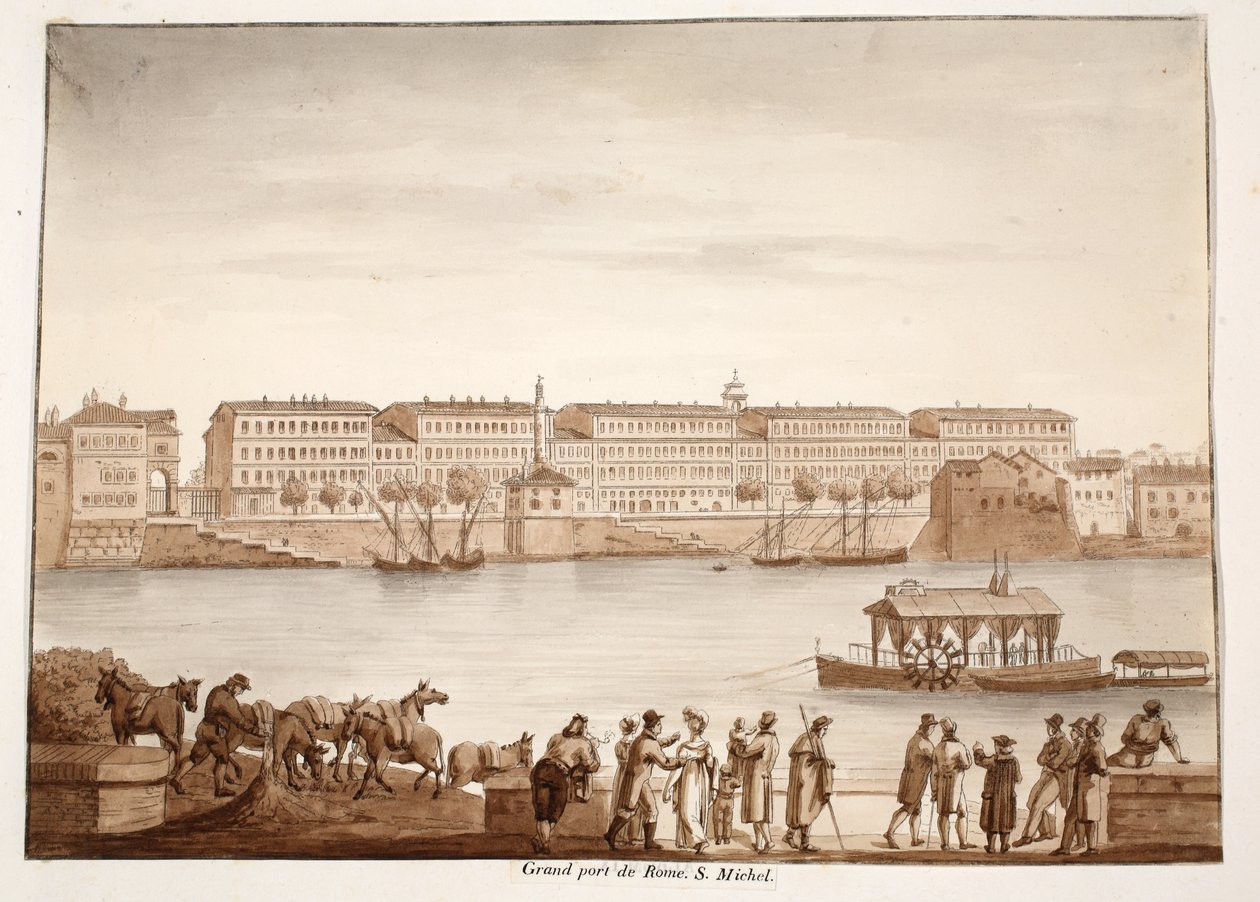 Porto di Ripa Grande und Ospizio di S. Michele, 1833 von Agostino Tofanelli