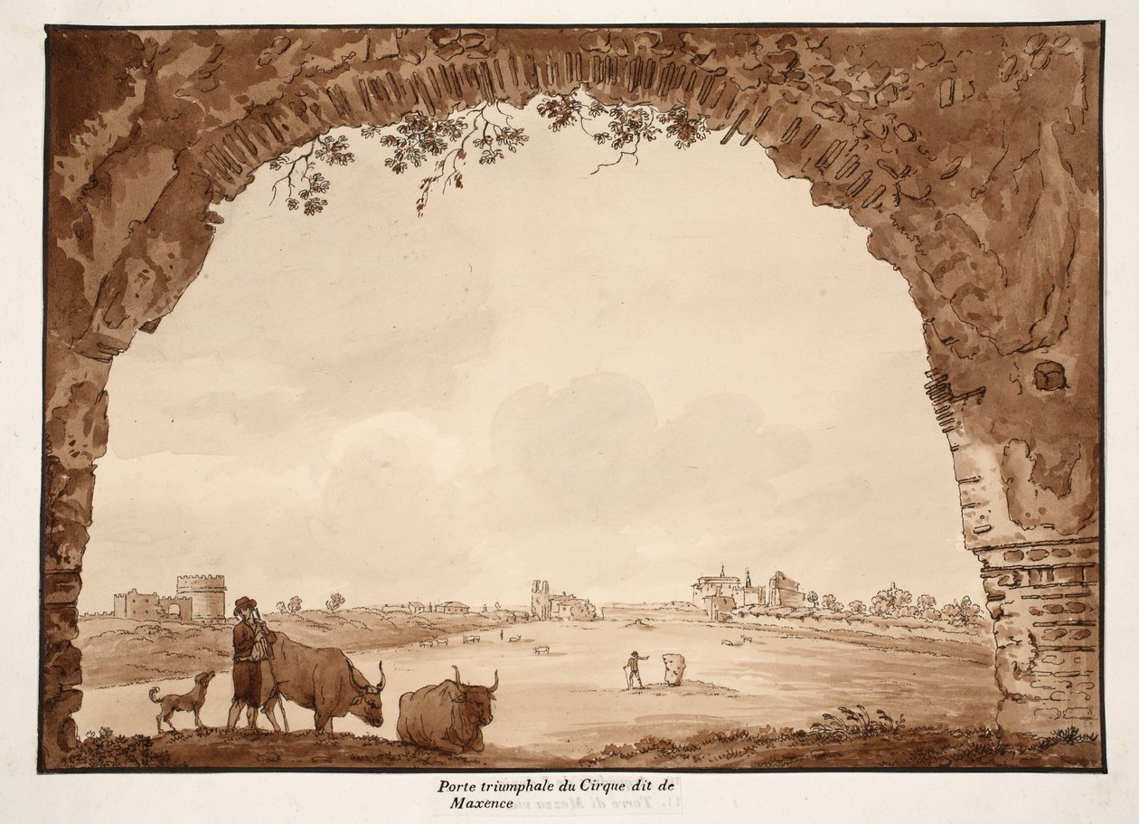 Der Triumphbogen des Zirkus von Maxentius, 1833 von Agostino Tofanelli