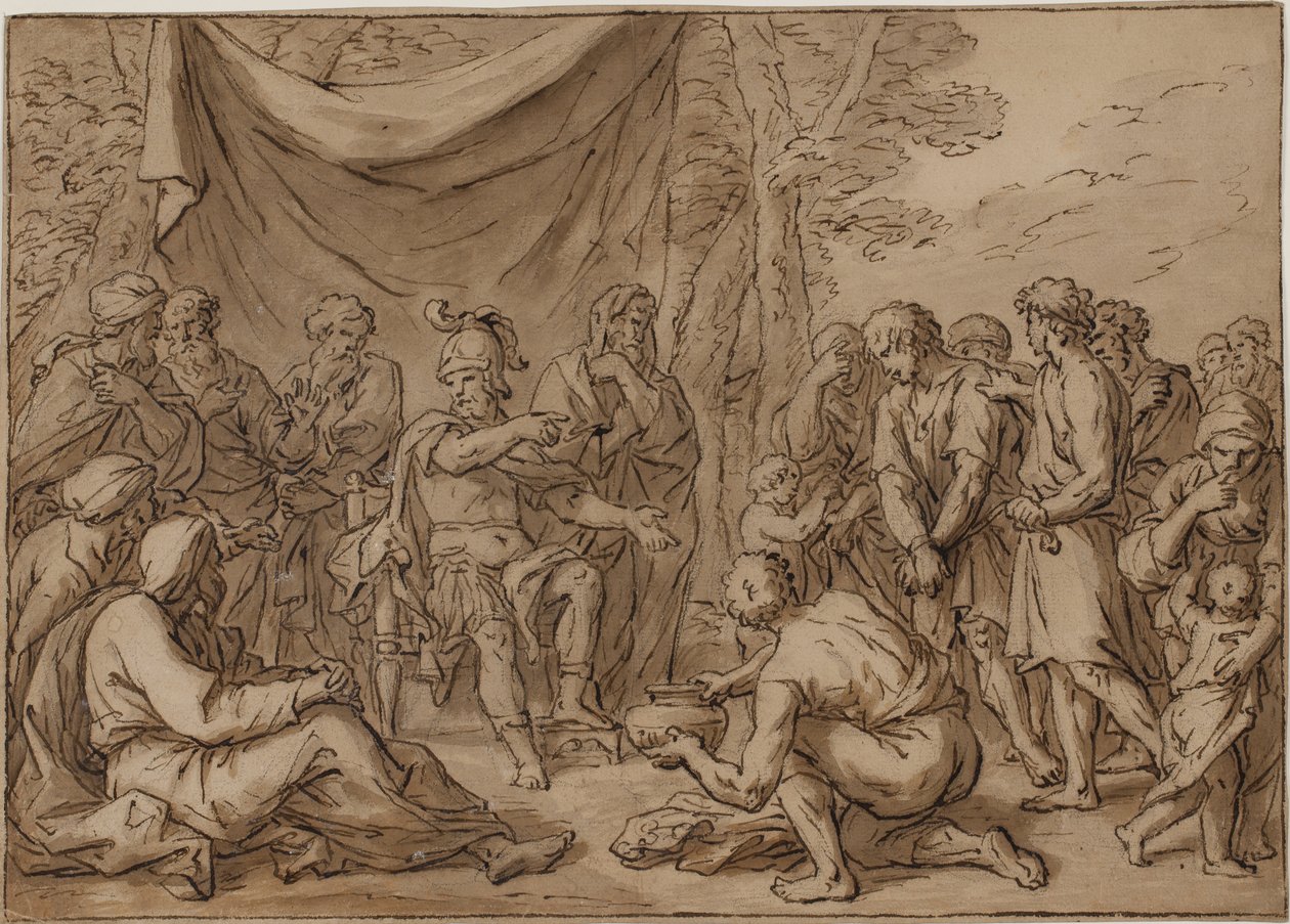 Gefangene werden einem Feldherrn vorgeführt von Agostino Carracci