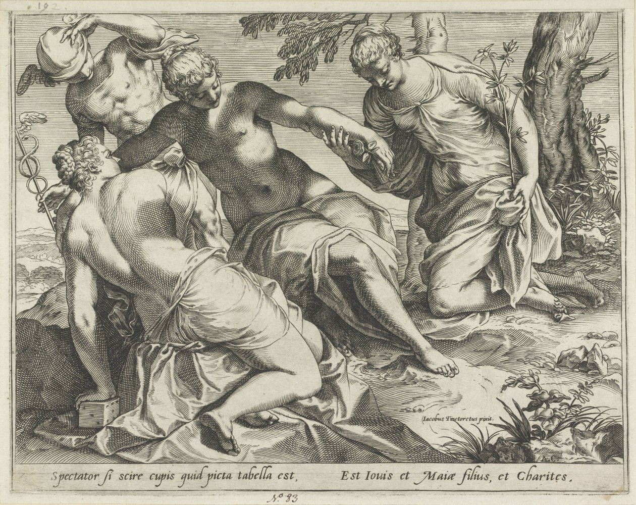 Merkur und die Grazien von Agostino Carracci