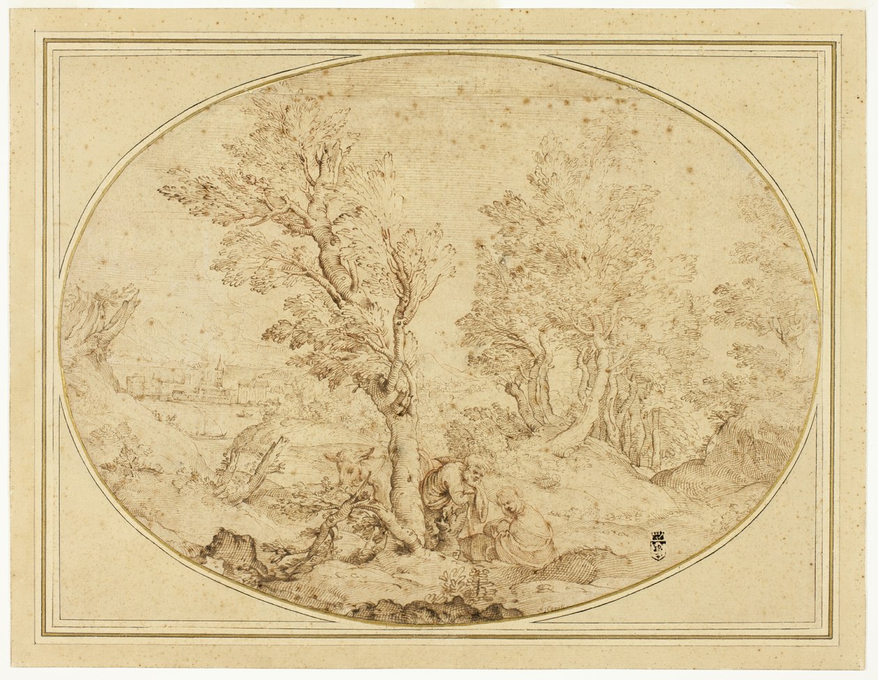 Ruhe auf der Flucht nach Ägypten von Agostino Carracci