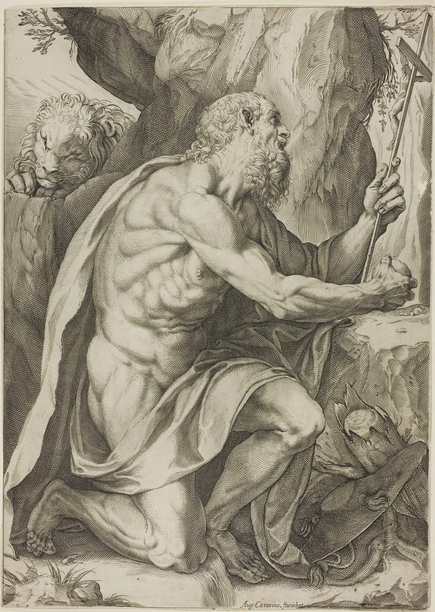 Heiliger Hieronymus in Buße von Agostino Carracci