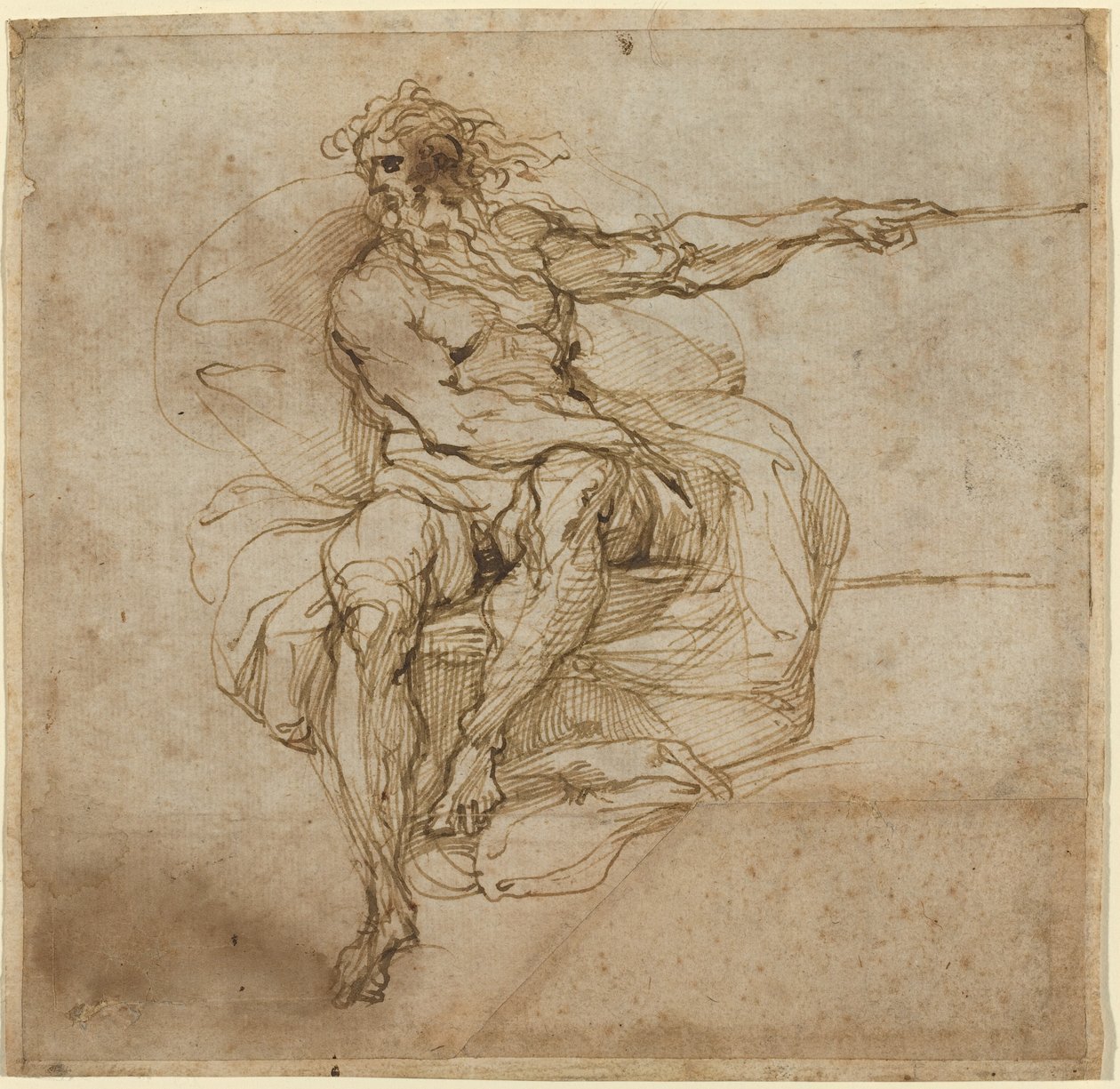Sitzender männlicher Akt [recto] von Agostino Carracci