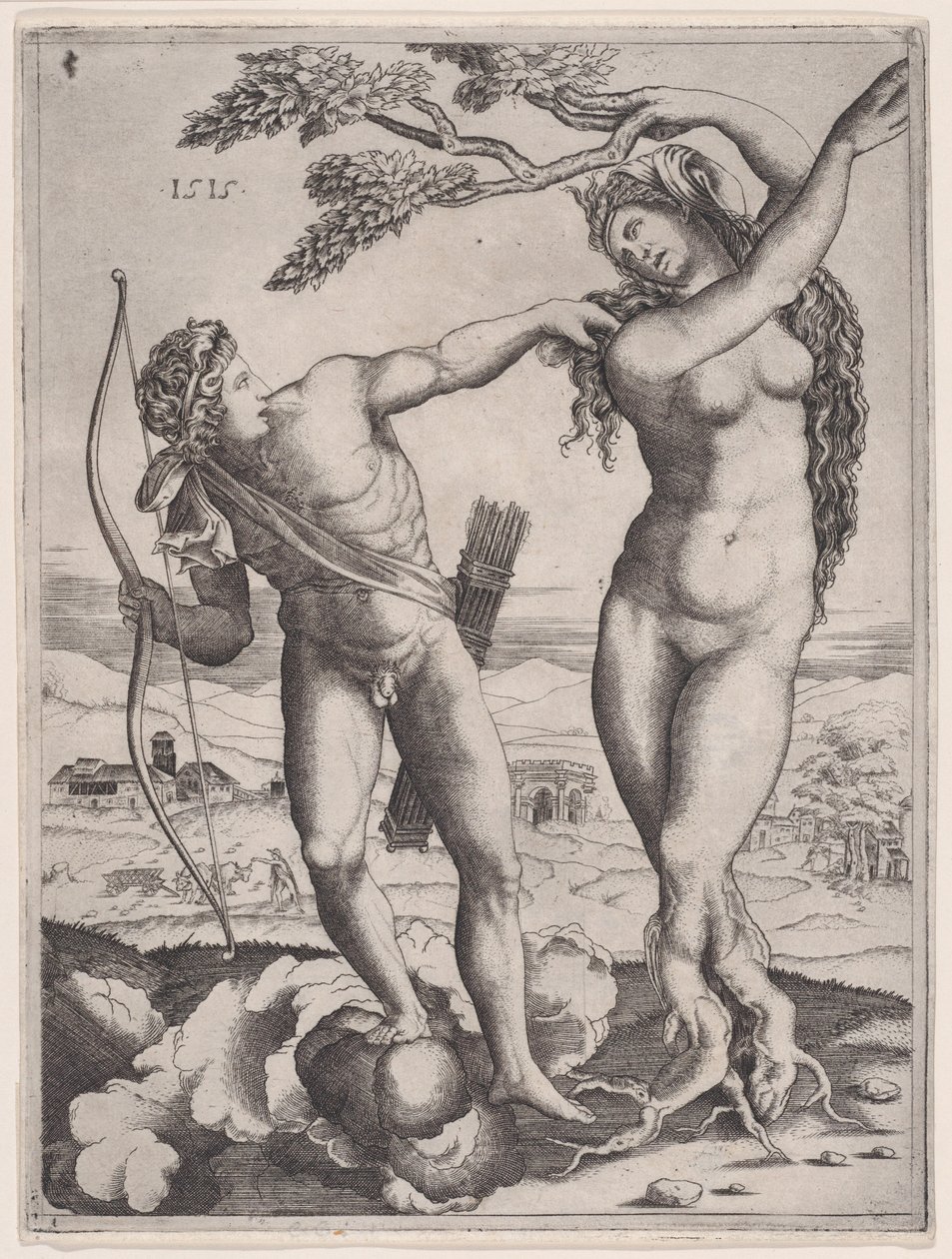 Apollo und Daphne, datiert 1515 von Agostino Veneziano