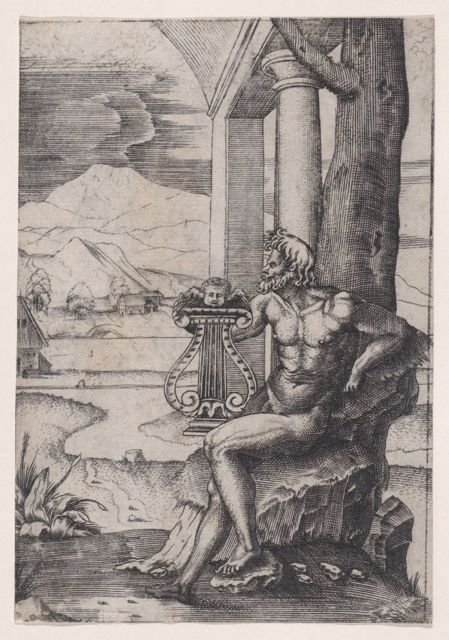 Mann mit einer Lyra, ca. 1514-36 von Agostino Veneziano