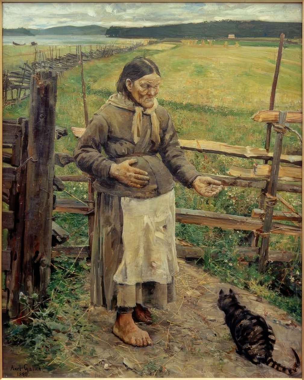 Alte Frau mit Katze von Akseli Valdemar Gallen Kallela