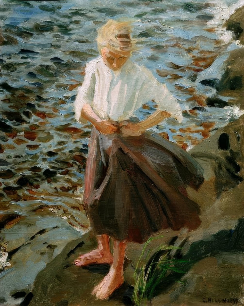 Mädchen im Wind von Akseli Valdemar Gallen Kallela