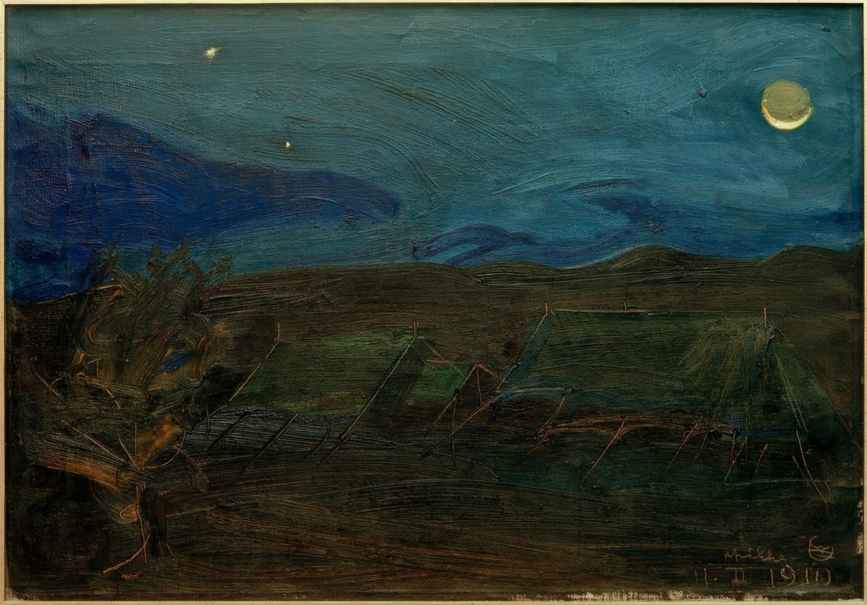 Zelte im Mondschein von Akseli Valdemar Gallen Kallela
