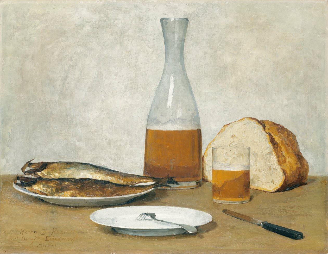 Stillleben, Heringe von Albert Anker