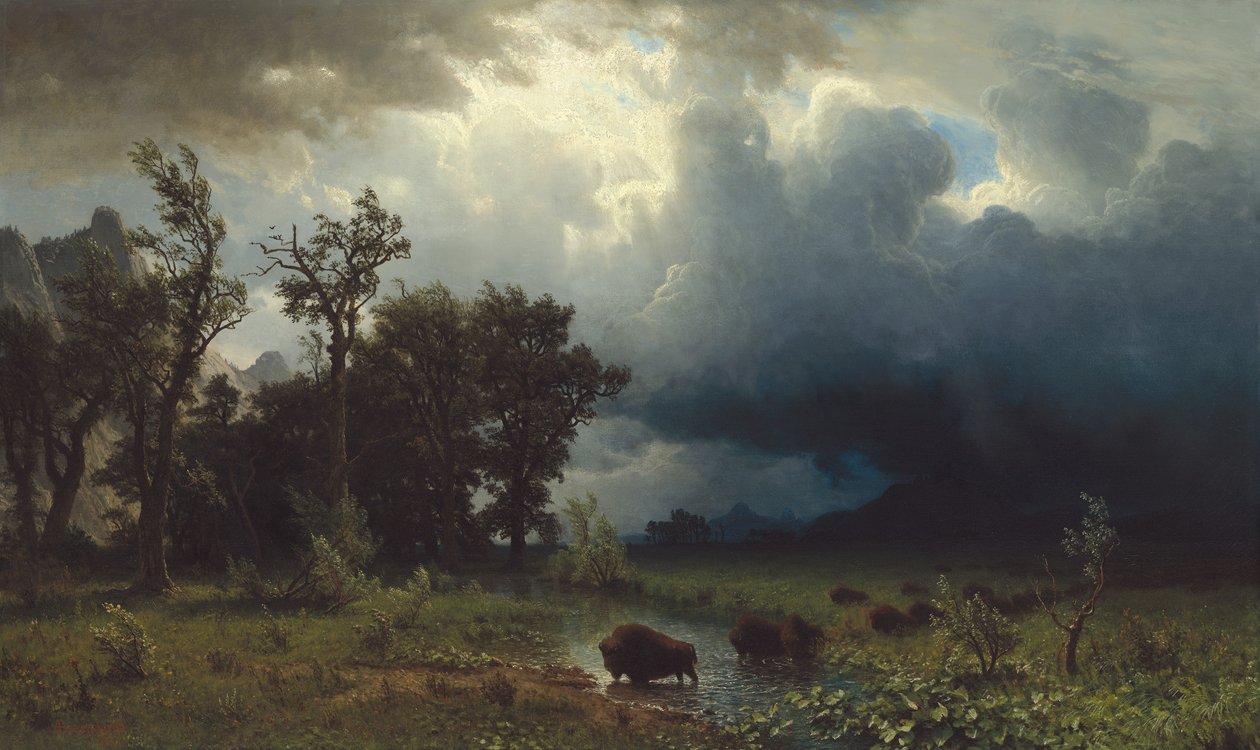 Büffelpfad: Der drohende Sturm, 1869 von Albert Bierstadt