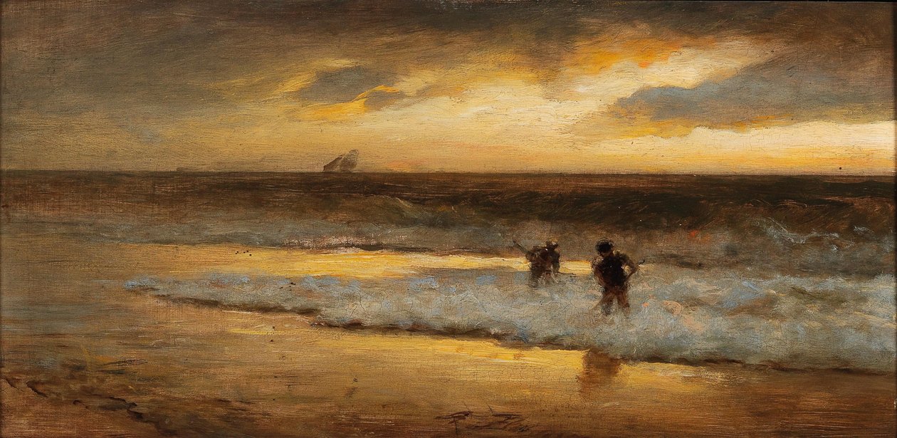 Krabbenfischer am Strand von Albert Flamm