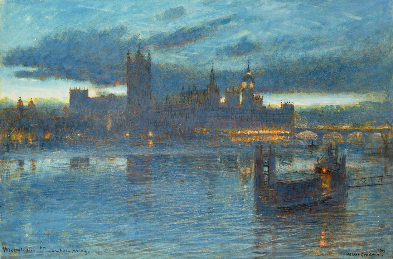 Westminster von der Lambeth-Brücke, 1912 von Albert Goodwin