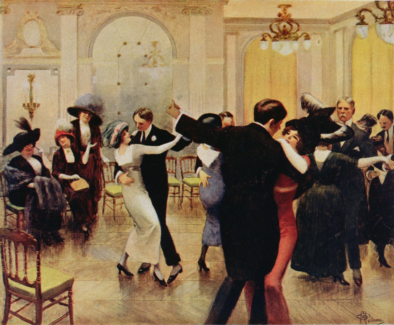 Tango tanzen, veröffentlicht in Femina, 1913 von Albert Guillaume