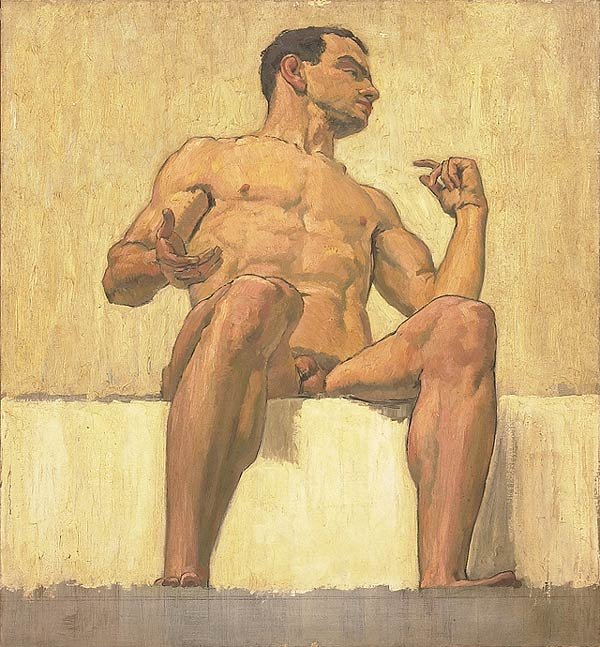 Sitzender Männerakt von Albert Maennchen