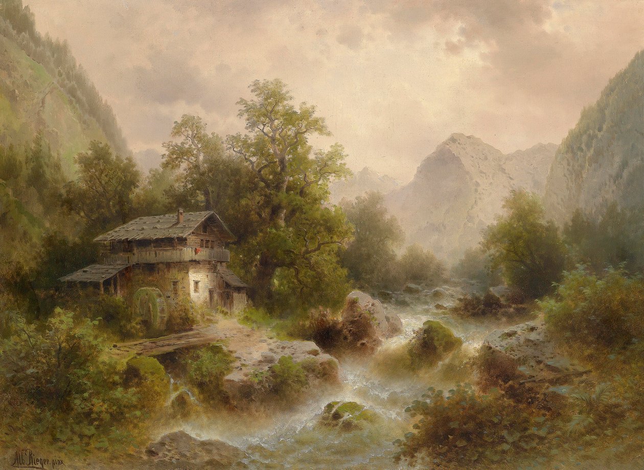 Mühle am Gebirgsbach von Albert Rieger