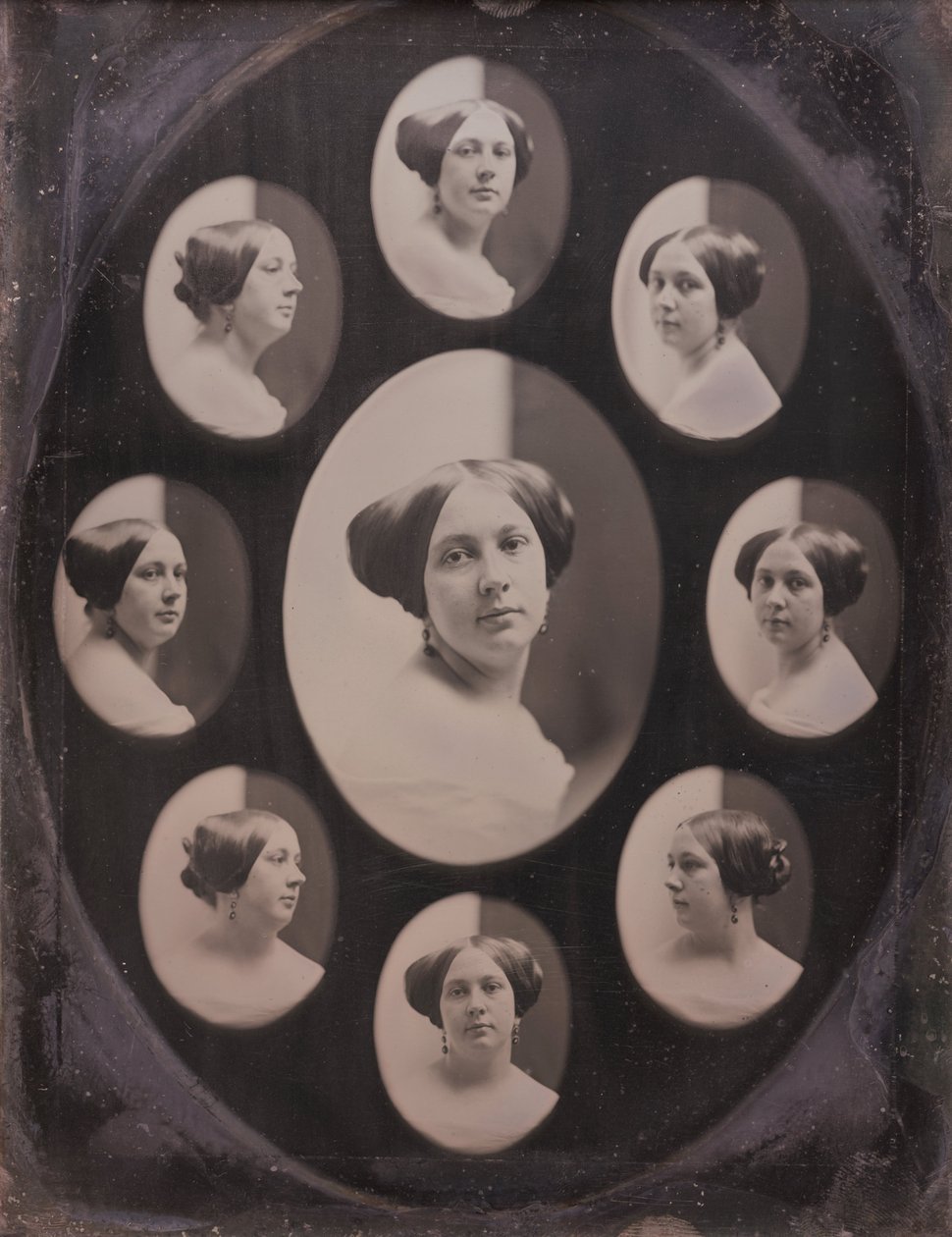 Porträt einer Frau in neun ovalen Ansichten von Albert Sands Southworth