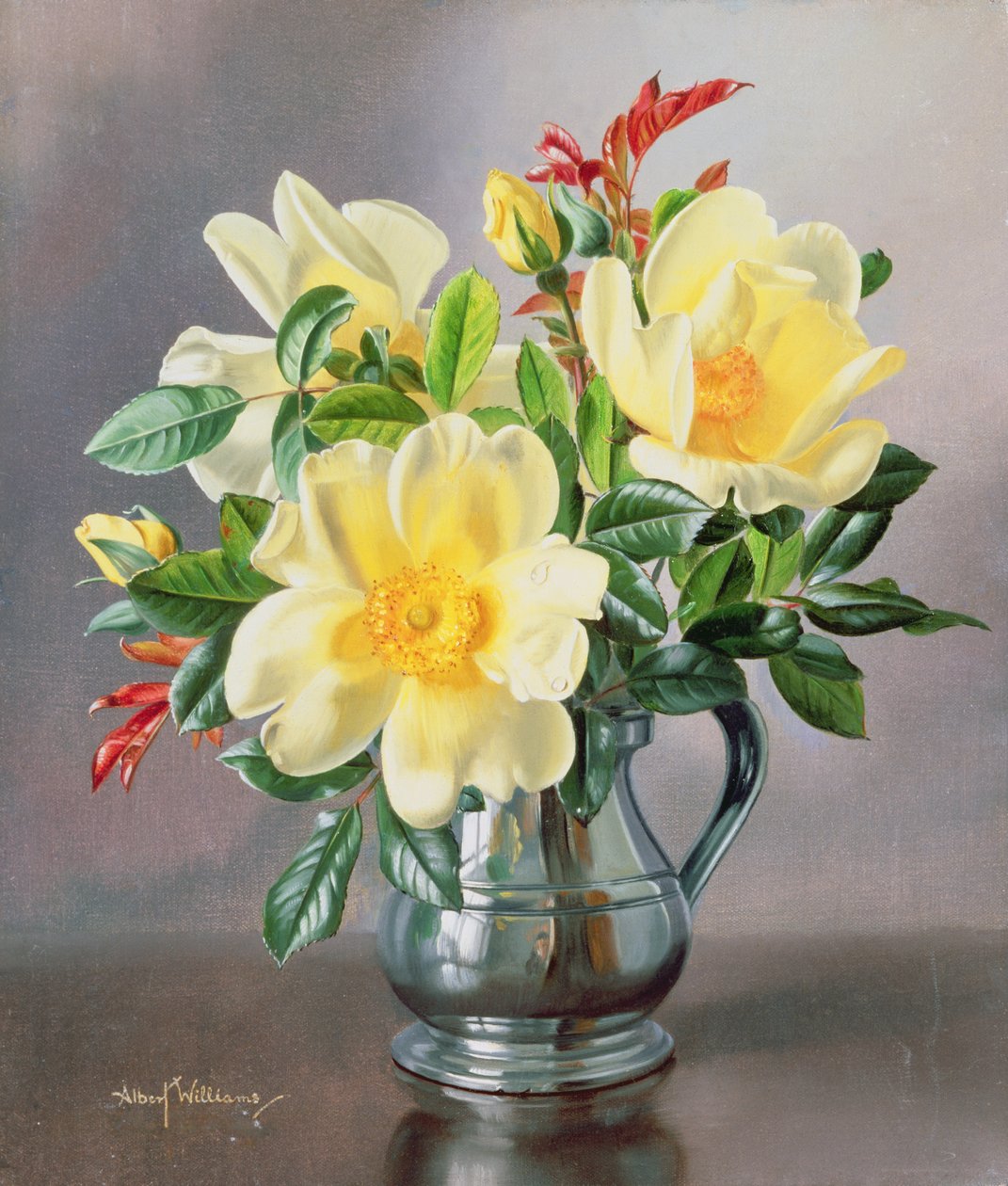 Gelbe Rosen in einem Krug von Albert Williams