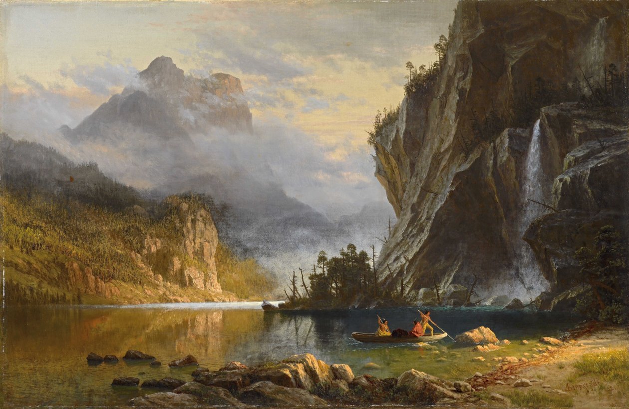 Indianer beim Speerfischen von Albert Bierstadt