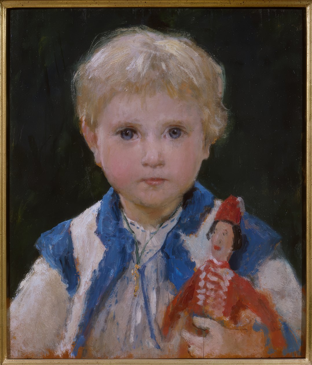 Mädchen mit Hampelmann von Albert Anker