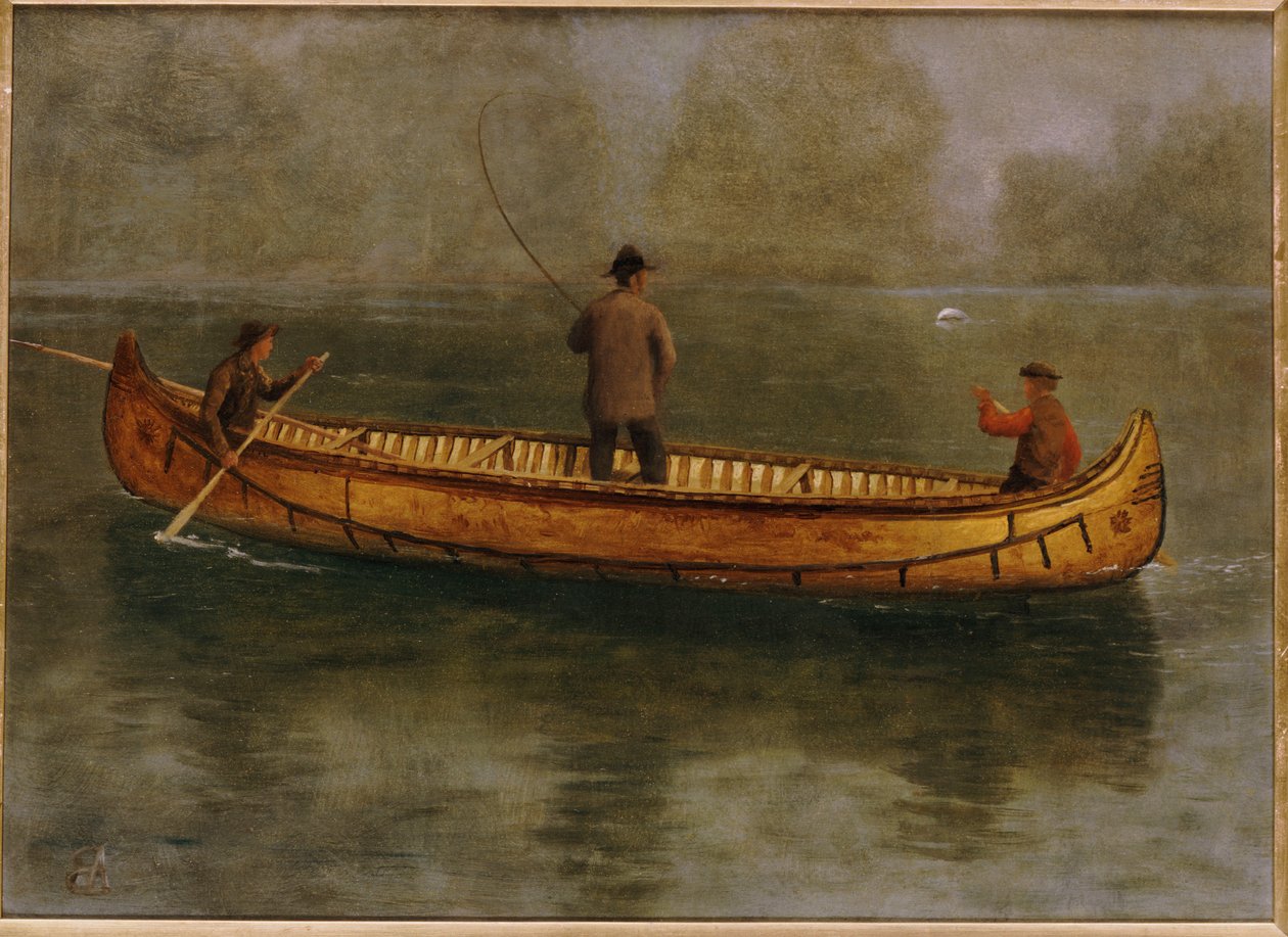 Angeln von einem Kanu von Albert Bierstadt