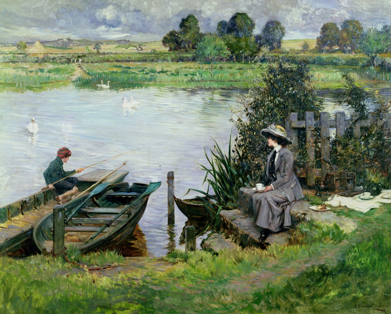 Die Themse bei Benson, 1912 von Albert Chevallier Tayler