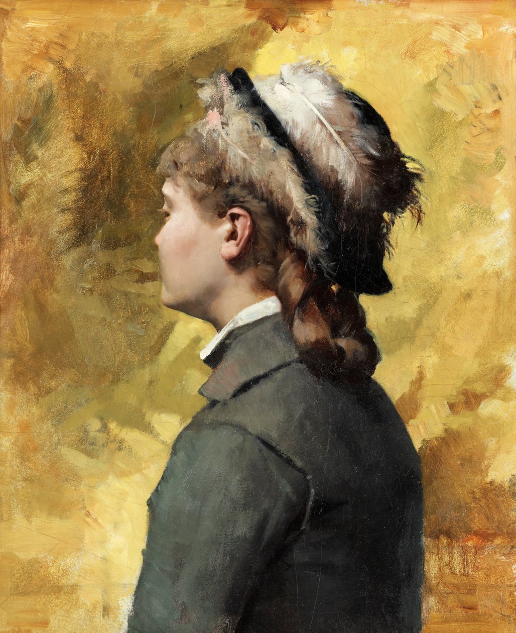 Junge Frau in Grau von Albert Gustaf Aristides Edelfelt