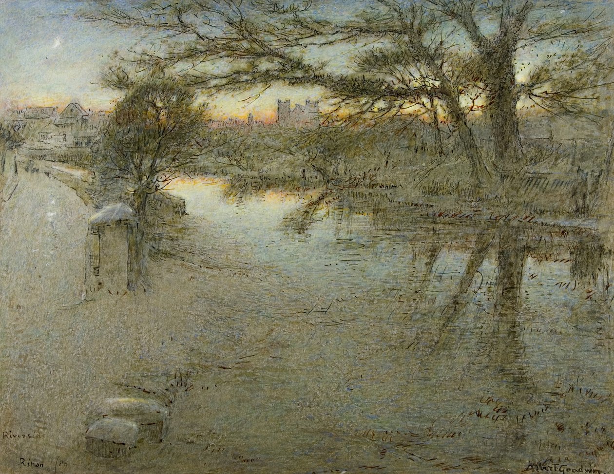 Am Flussufer, Ripon von Albert Goodwin