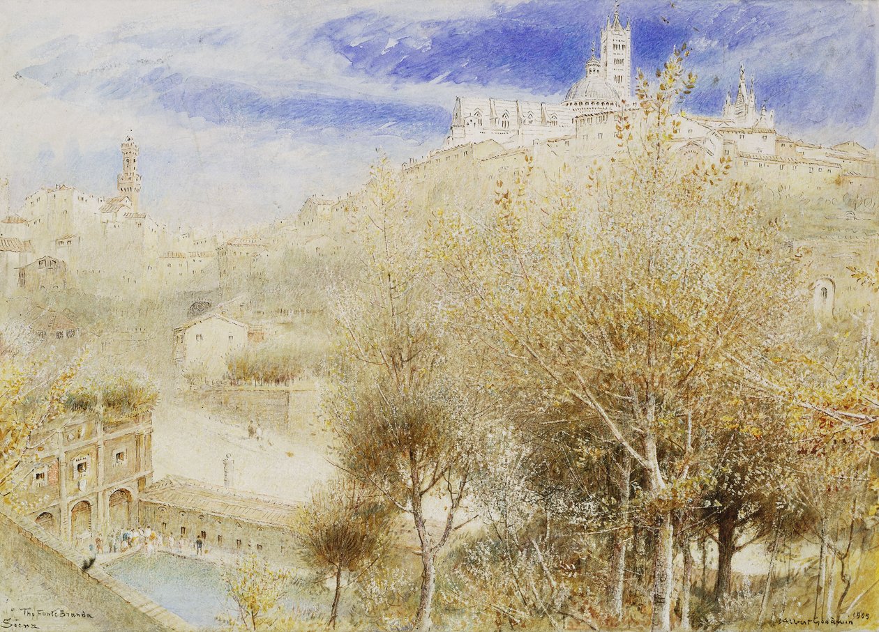 Die Fonte Branda, Siena, 1905 von Albert Goodwin