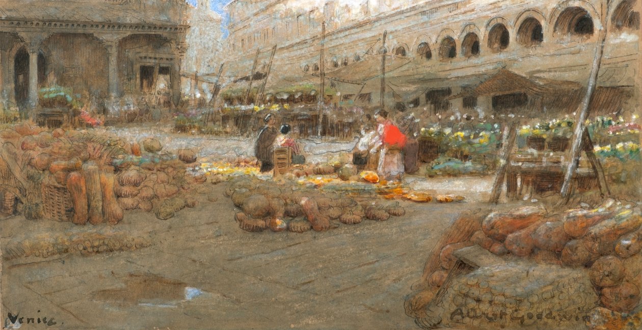 Venedig (Aquarell und Körperfarbe auf getöntem Papier) von Albert Goodwin