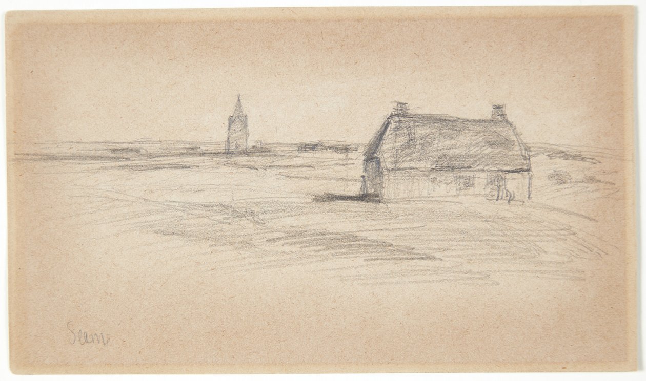 Bauernhaus und Kirchturm von Albert Gottschalk