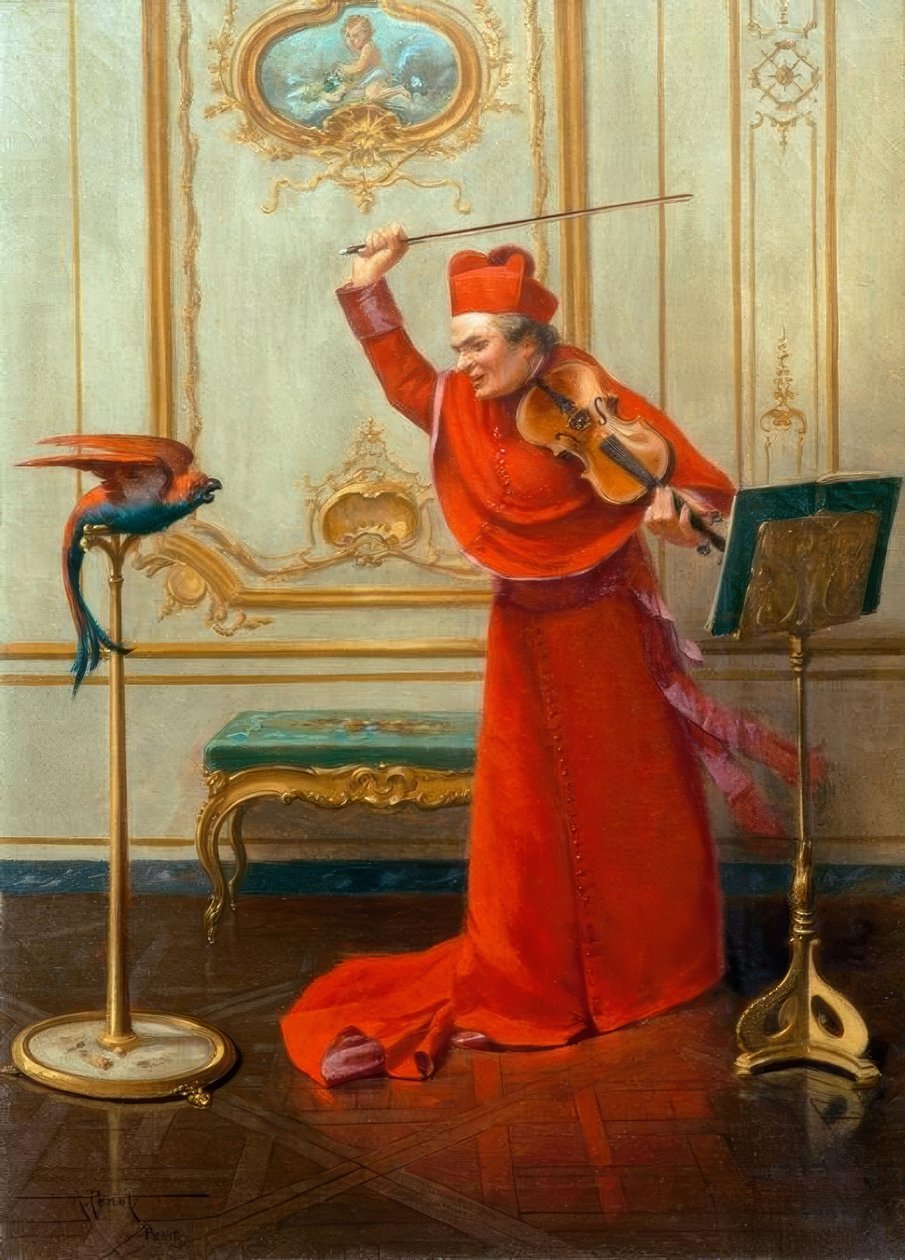 Kardinal mit Papagei von Albert Joseph Penot