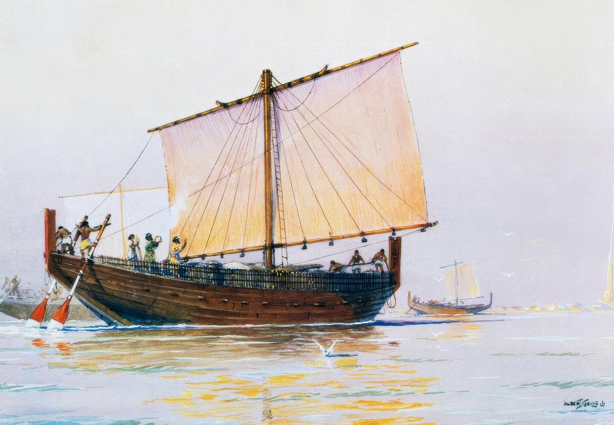 Phönizisches Handelsschiff, das in Pharos ankommt von Albert Sébille