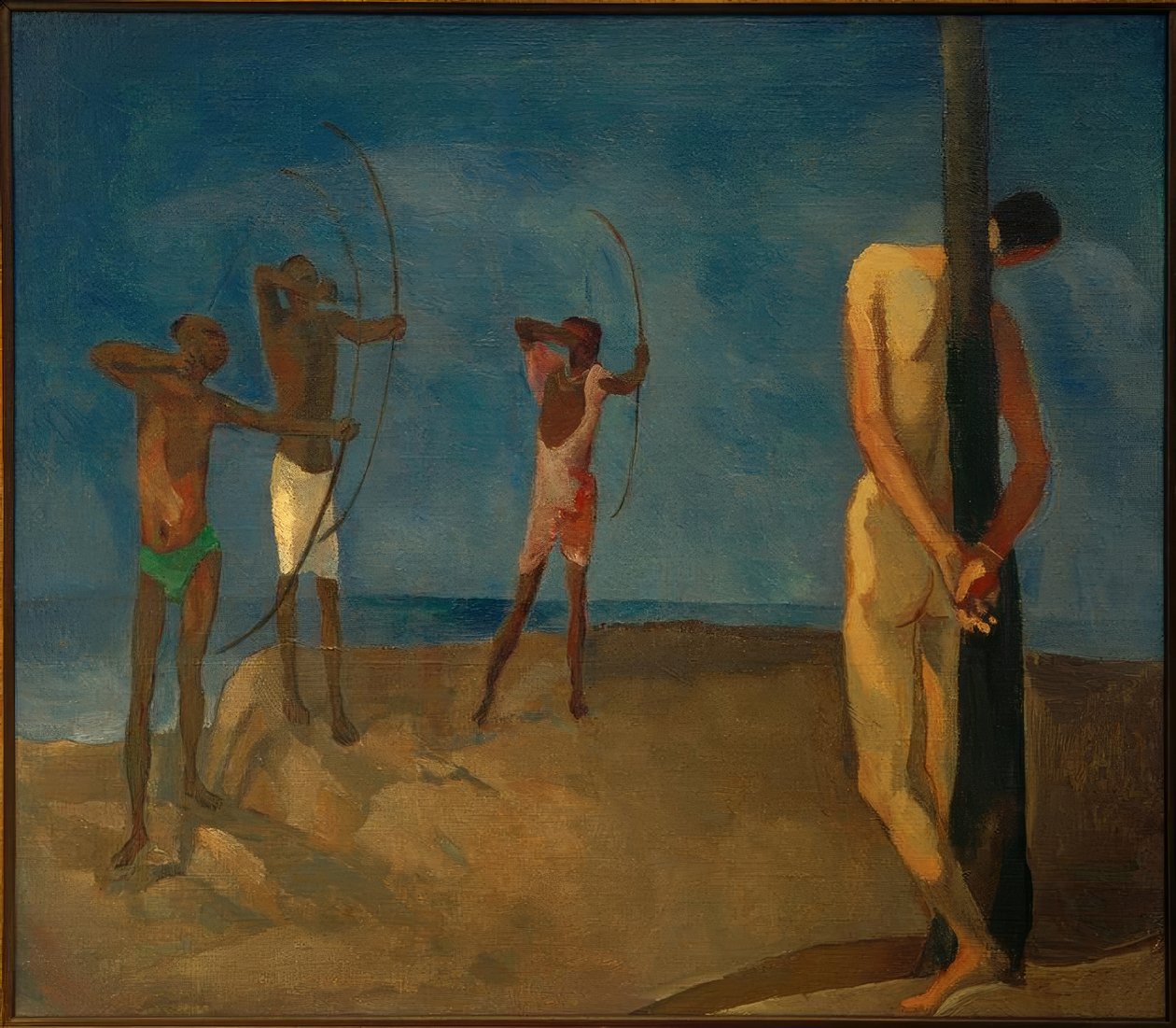 Sebastian mit schwarzen Bogenschützen von Albert Weisgerber