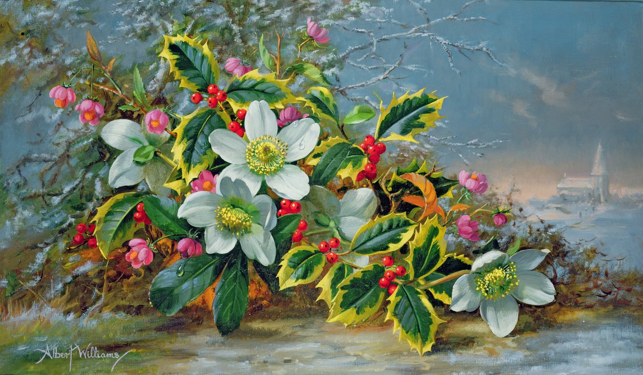 Winterrosen in einer Landschaft von Albert Williams