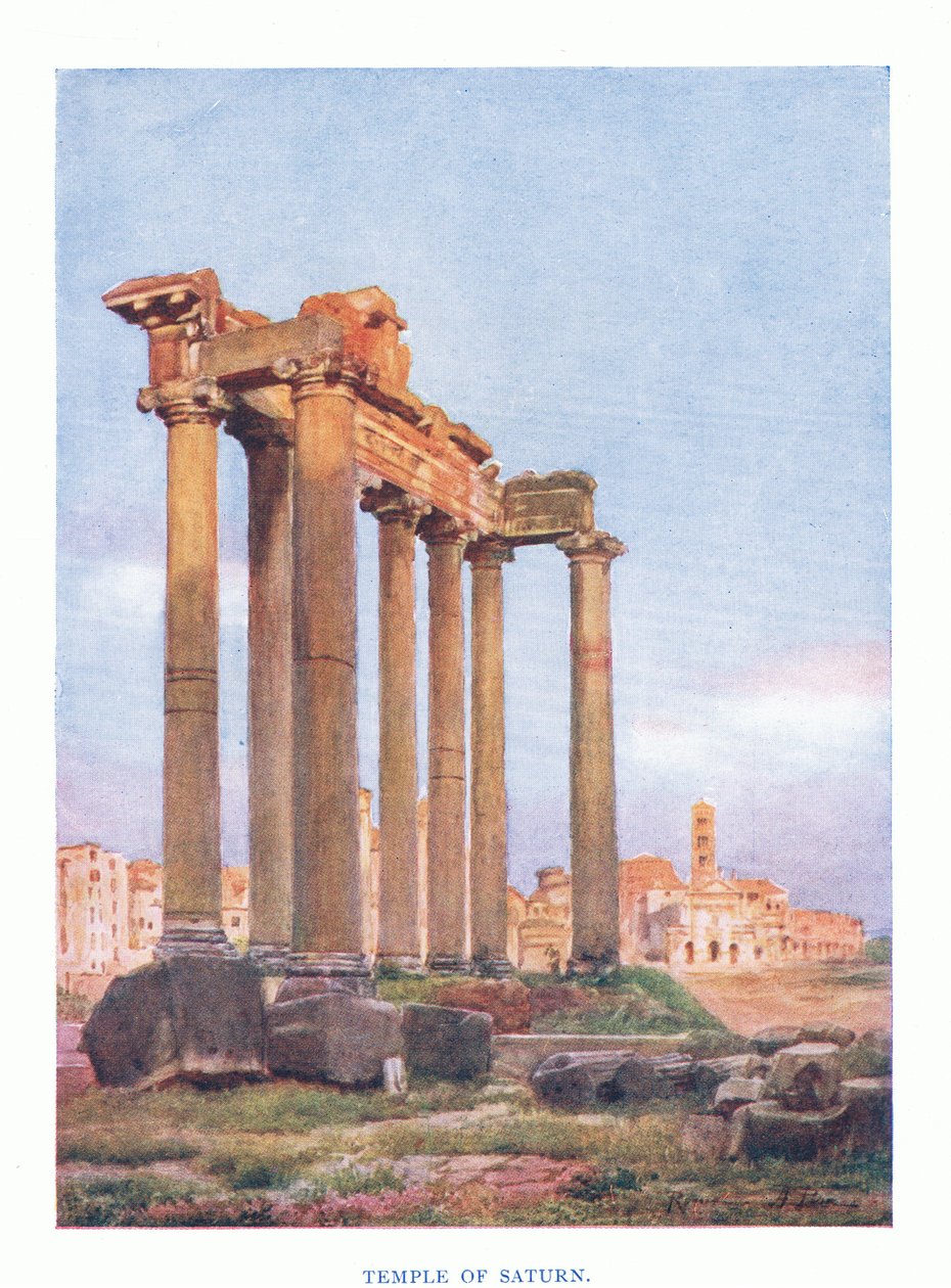 Saturntempel, aus Rom veröffentlicht von A & C Black Ltd, 1925 von Alberto Pisa