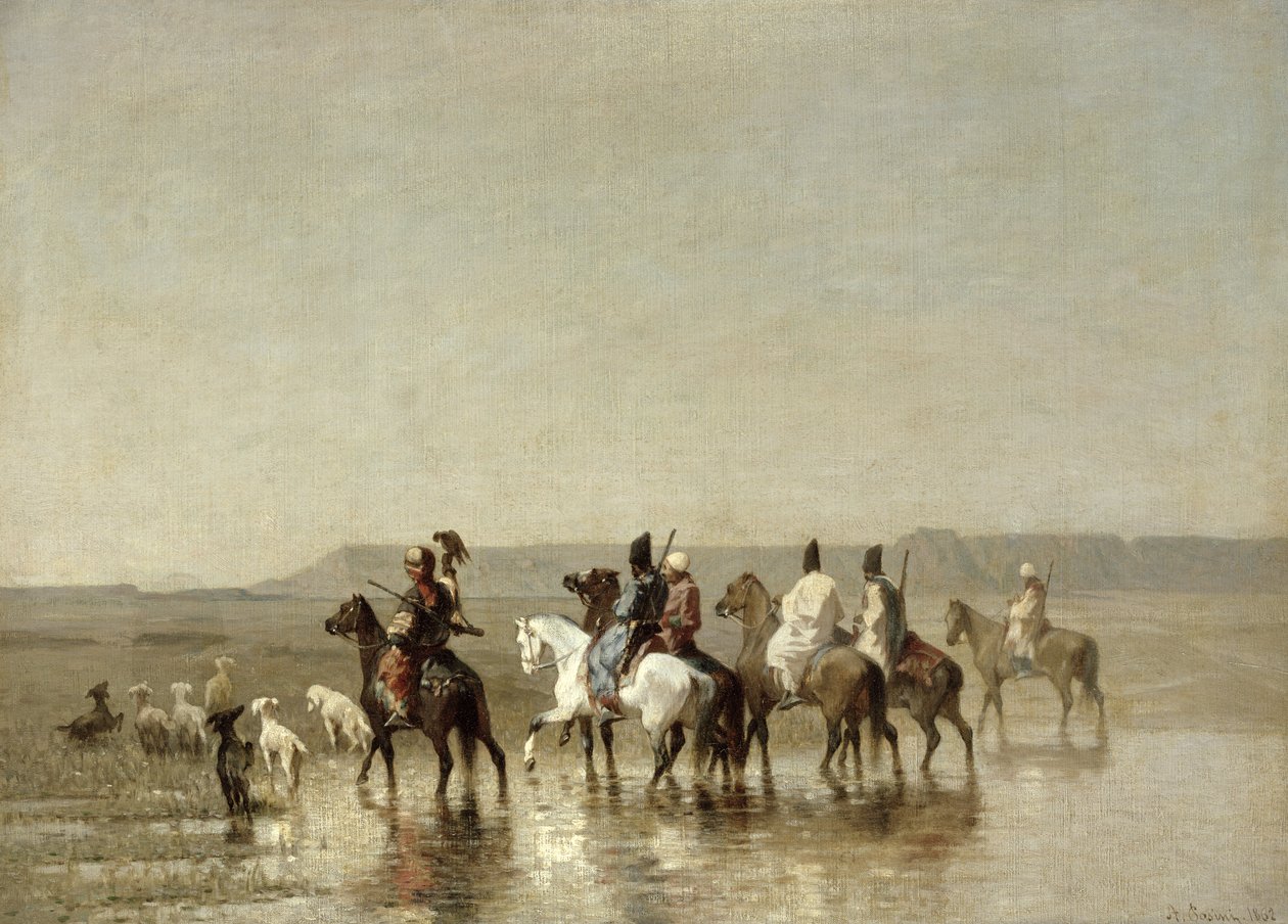 Eine Falkenjagd, 1862 von Alberto Pasini
