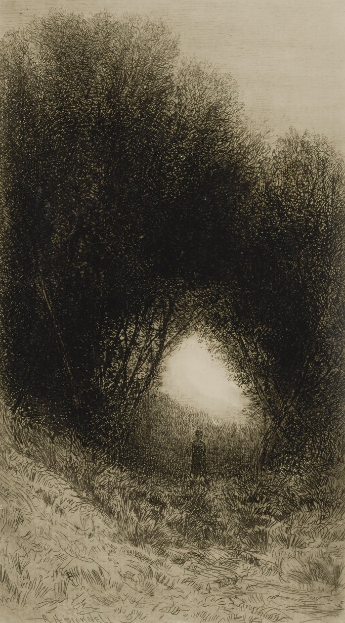 Figur und Bäume von Albion Harris Bicknell