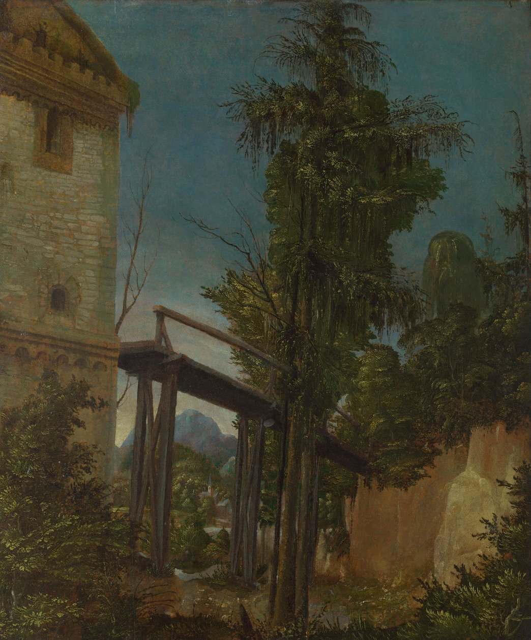 Landschaft mit einer Fußgängerbrücke, ca. 1518-20 von Albrecht Altdorfer