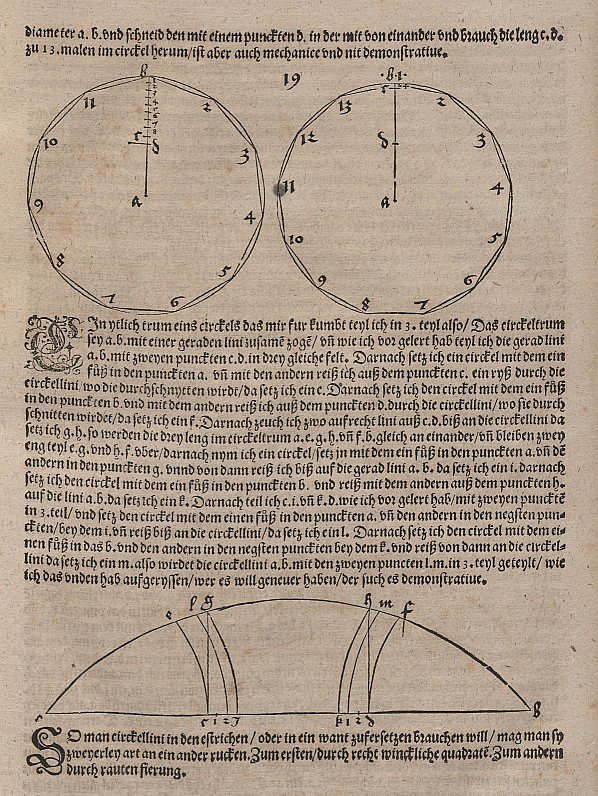 Konstruktion von regulären Elf- und Dreizehnecken von Albrecht Dürer