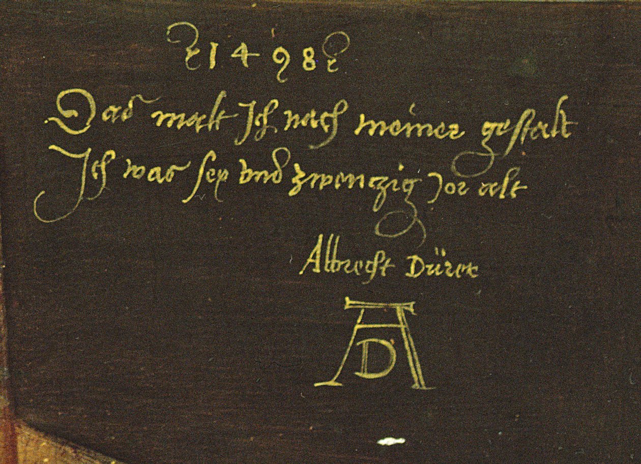 Selbstporträt mit Handschuhen (Detail) von Albrecht Dürer