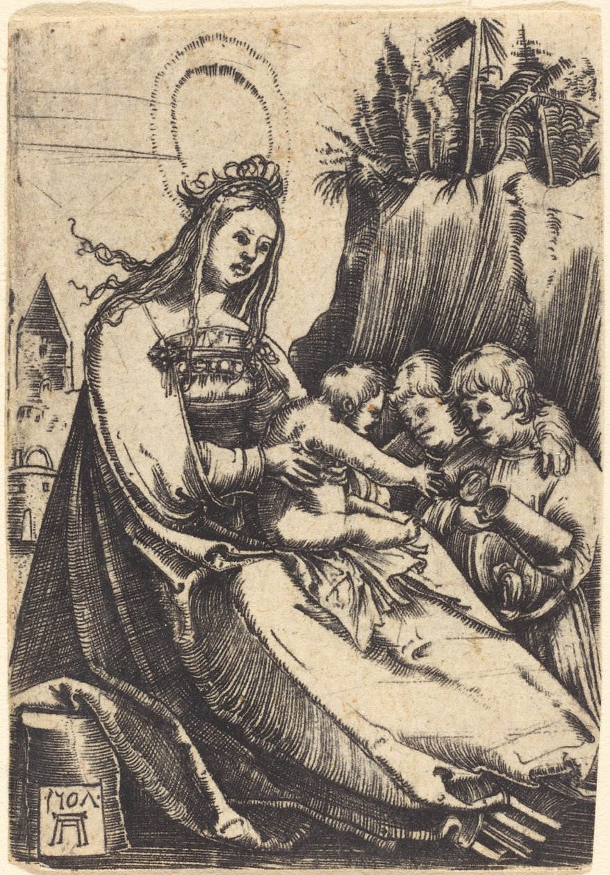 Maria mit Kind und zwei Jungen von Albrecht Altdorfer