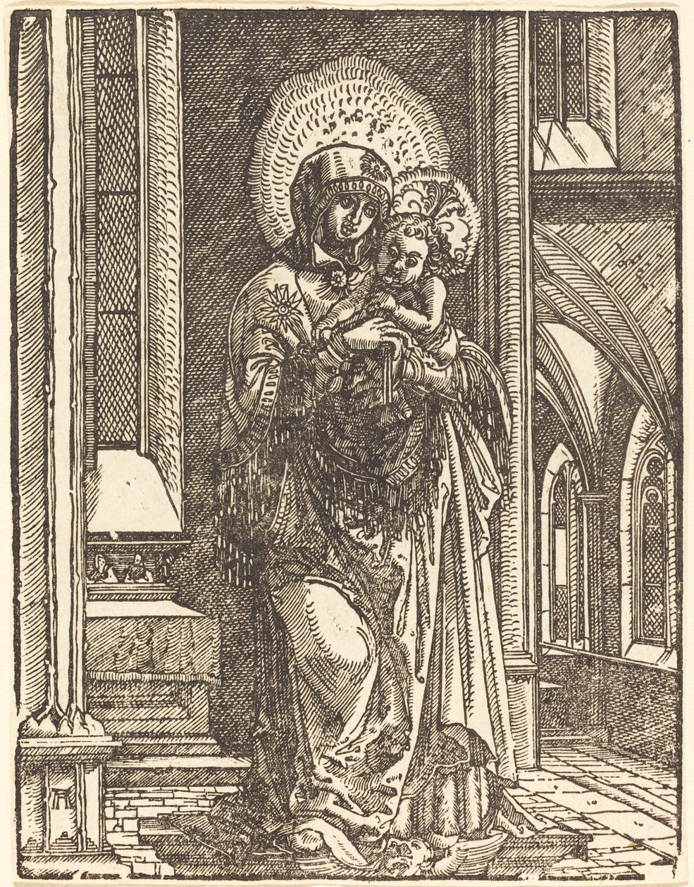 Jungfrau und Kind in einer Kirche von Albrecht Altdorfer
