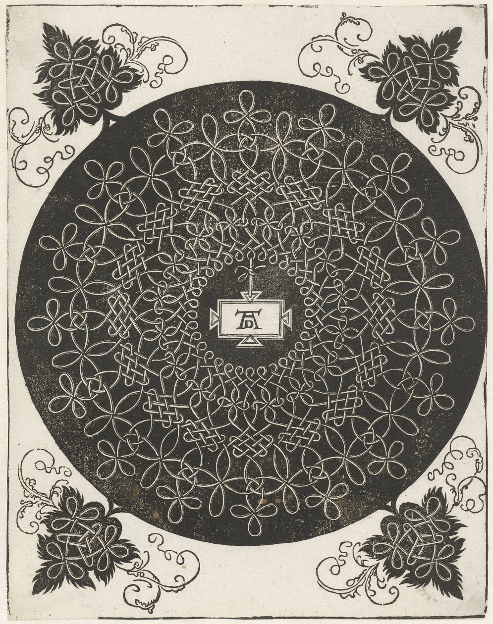 Stickmuster mit rechteckigem Schild von Albrecht Dürer