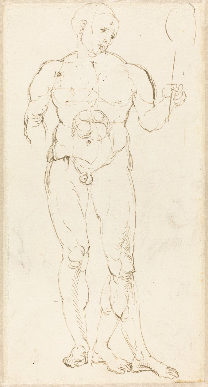 Männlicher Akt, der einen Spiegel hält [recto] von Albrecht Dürer